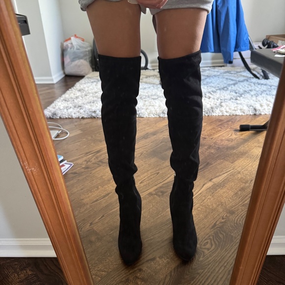 Sam Edelman Kent Black Over-The-Knee Faux Suede Boots Size 8 - Picture 3 of 9